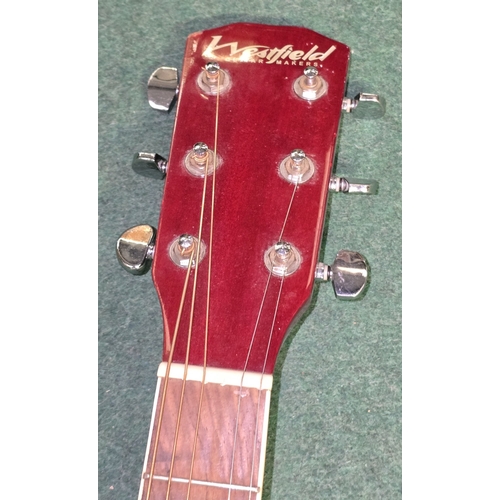 50 - A Westfield electro acoustic red mahogany six string guitar model ref. B220CEQRD.