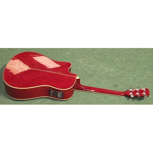 50 - A Westfield electro acoustic red mahogany six string guitar model ref. B220CEQRD.