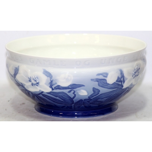 20 - Bing & Grondhal blue and white Julerose (Christmas Rose) large fruit bowl. Rare version with Danish ... 