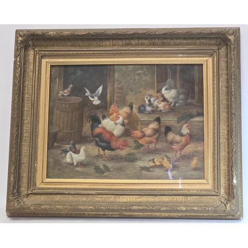 18 - Arthur Jackson (1885/1890-1910): Quality antique Victorian oil on board painting depicting a farmyar... 