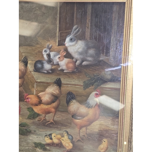 18 - Arthur Jackson (1885/1890-1910): Quality antique Victorian oil on board painting depicting a farmyar... 