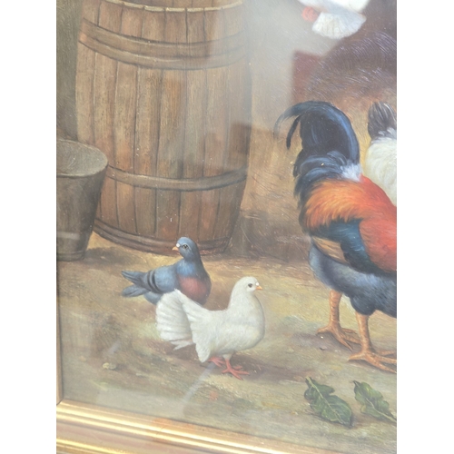 18 - Arthur Jackson (1885/1890-1910): Quality antique Victorian oil on board painting depicting a farmyar... 