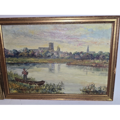 22 - Two framed local pictures to include a Pen and Watercolour drawing of Poole Harbour by Daphne Roscoe... 