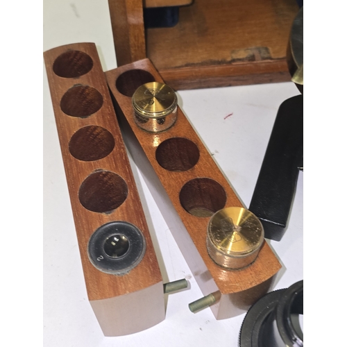5 - An antique Victorian Carl Zeiss, Jena No. 47332 microscope. Includes some original lenses in origina... 