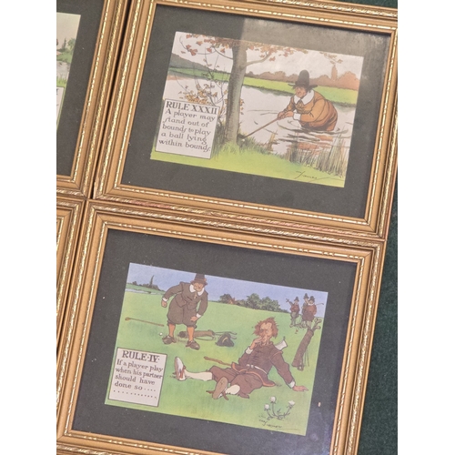 55 - A set of nine gilt framed and glazed vintage Charles Crombie 