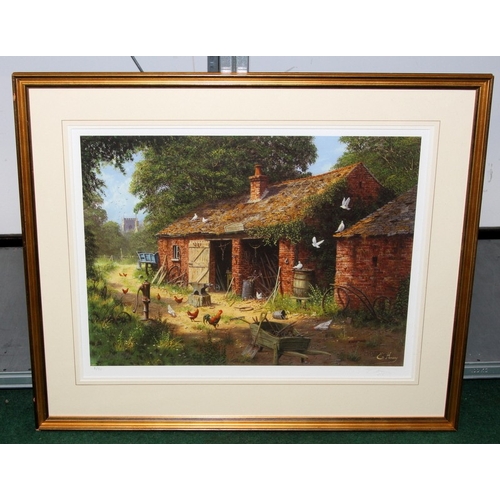 2 - Edward Hersey (1948-) Large framed and signed  limited edition print of a farmyard scene. No. 4 of 5... 