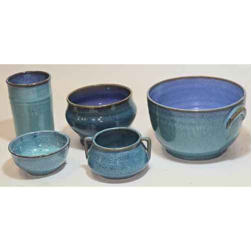 3 - Poole Pottery collection of Carter Stabler Adams Chinese Blue. Five pieces in all.