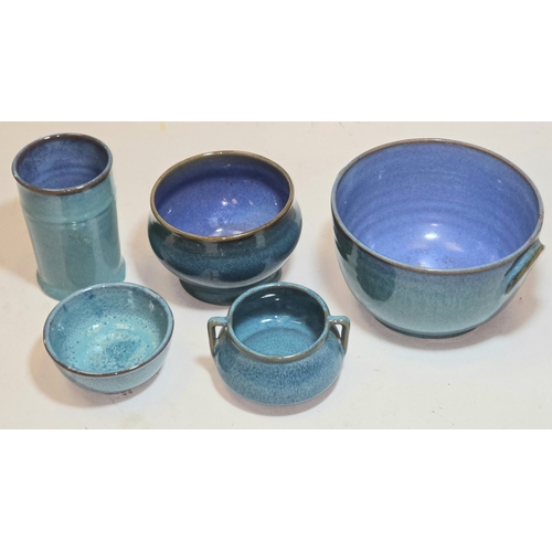3 - Poole Pottery collection of Carter Stabler Adams Chinese Blue. Five pieces in all.