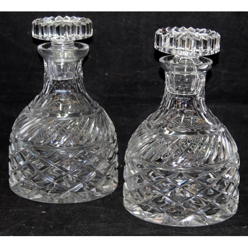 30 - A matching pair of substantial decanters in excellent undamaged condition. 22cms tall