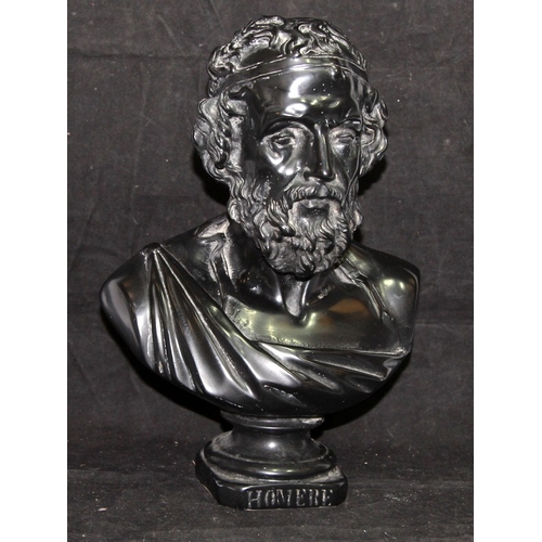 33 - Quality large black resin bust of Homer. 31cms tall