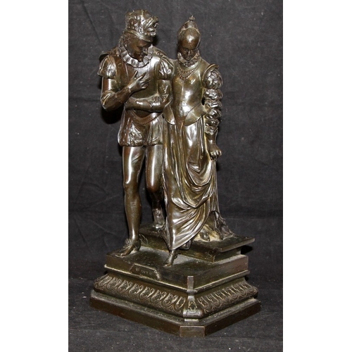 38 - Antique bronze figure 'L'Aveu' (The Confession'. Stamped for the Paris exhibition 1900 to back of pl... 