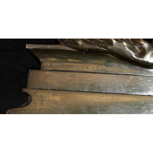 38 - Antique bronze figure 'L'Aveu' (The Confession'. Stamped for the Paris exhibition 1900 to back of pl... 