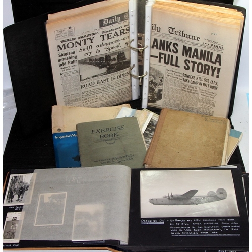 41 - A collection of WWII ephemera to include a file of 1944/1945 newspapers and items relating wireless ... 