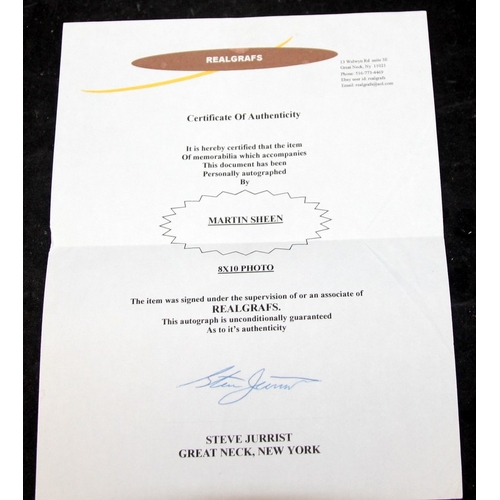 40 - Martin Sheen - West Wing setting 8x10 autographed colour photograph c/w Realgrafs certificate of aut... 