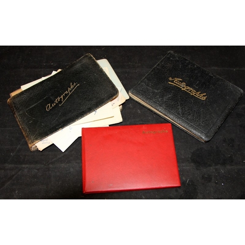 47 - Three vintage autograph albums, one part filled with sports and entertainment stars, eg, Howard Clar... 
