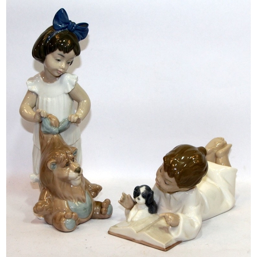 7 - A collection of Nao figures featuring children before bedtime. 5 in lot