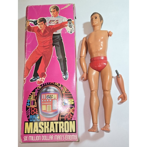 44 - A 1970's Kenner Maskatron Six Million Dollar Man boxed figure (a/f) together with four boxed vintage... 