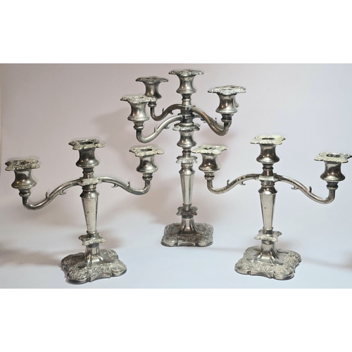 5 - A collection of vintage British Silver Plated candelabras to include a pair of three arm examples an... 