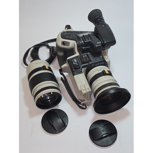 17 - A vintage Canon Canovision EX1 Hi8 8mm Video Camera with attached 5-15mm Zoom lens together with sep... 