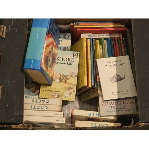 52 - Four vintage framed and glazed pictures to include Oriental together with a box of various books.
