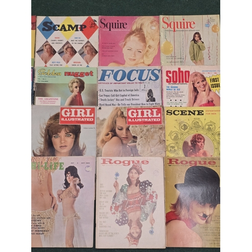 54 - A collection of vintage 1960s adult glamour magazines. Includes early collectable USA examples. Good... 