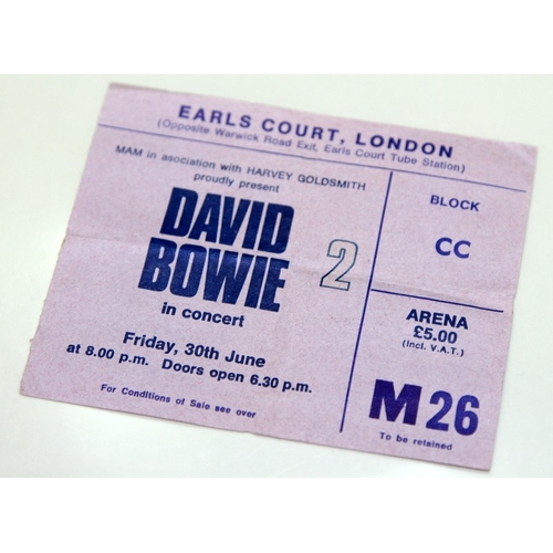 47 - David Bowie - Isolar II World Tour 1978 - Earls Court Friday 30th June concert ticket stub.