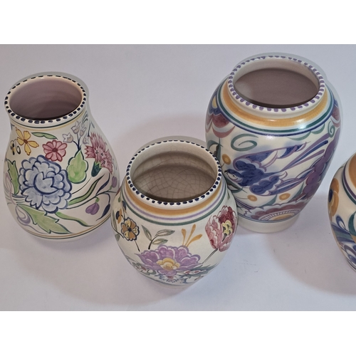 25 - Poole Pottery collection of Traditional pattern vases to include early bluebird example (6).