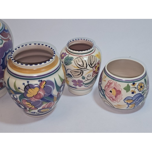25 - Poole Pottery collection of Traditional pattern vases to include early bluebird example (6).