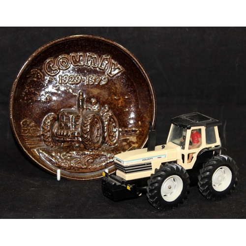 32 - Britain's County 1884 Tractor c/w a Commemorative Grayshott County Tractor collectors plate