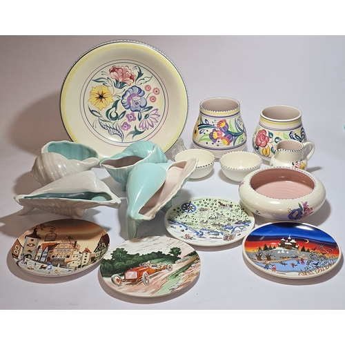 37 - Poole Pottery qty to include traditional items, four ice green and seagull shells and four transfer ... 