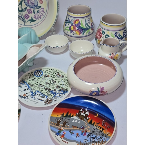 37 - Poole Pottery qty to include traditional items, four ice green and seagull shells and four transfer ... 