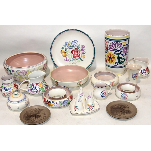 A collection of traditional pattern Poole Pottery. 15 pieces in lot