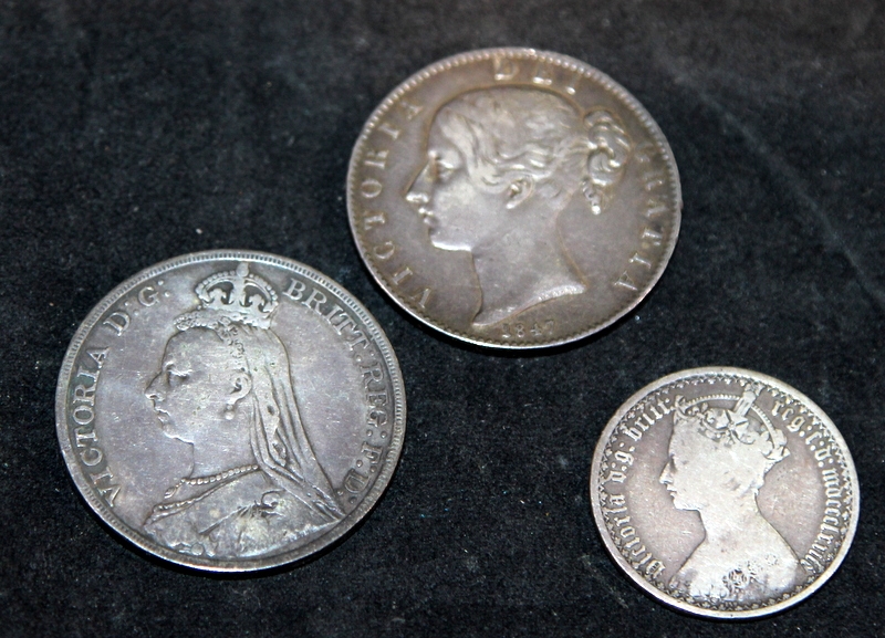 Queen Victoria silver coins: 1847 Crown with good definition, 1897 ...