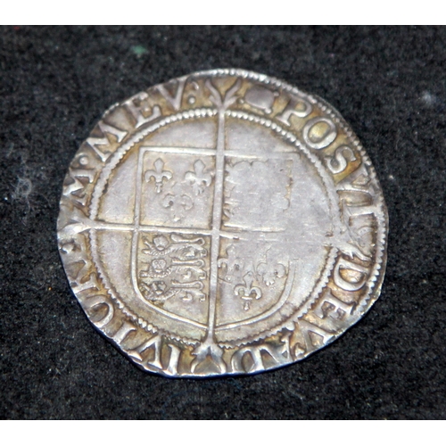 Elizabeth I (1558-1603) hammered shilling. Woolpack mint mark denotes ...
