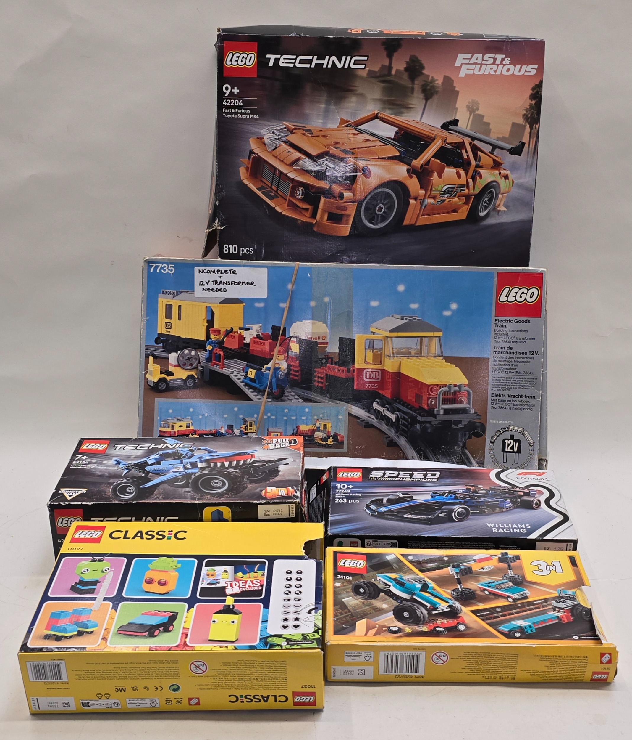 A collection of six boxed Lego construction sets to include: 42204 ...