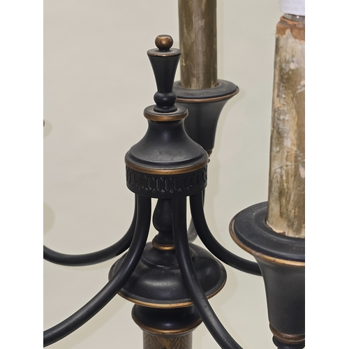 A vintage dark finished classical-style five arm candelabra table lamp ...
