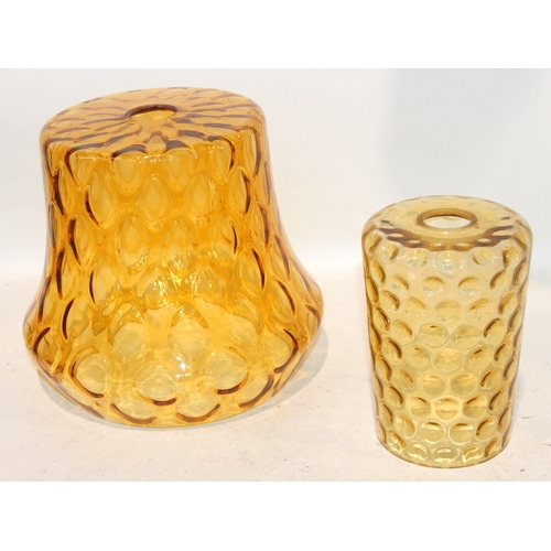 Three vintage lamp shades, tallest glass shade 21cms high