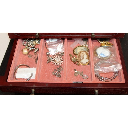 Large jewellery box with multiple drawers containing a quantity of ...