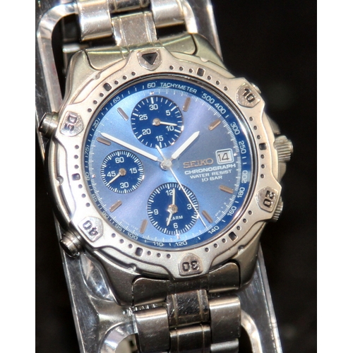 Seiko gents quartz chronograph ref:7T32-6E40. Working at time of listing
