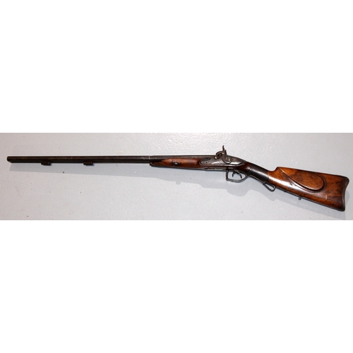 Antique muzzle loading flintlock twin barrelled long gun. non firing ...