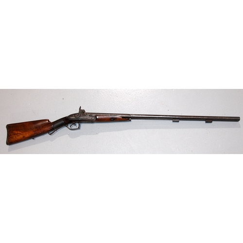 Antique muzzle loading flintlock twin barrelled long gun. non firing ...