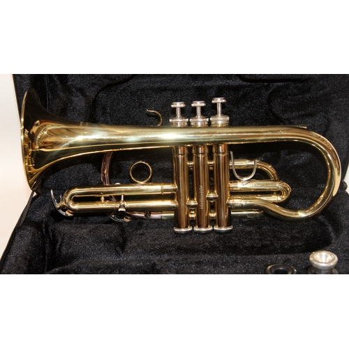 Elkhart by Vincent Bach cornet c/w carry case, sticky valves require ...