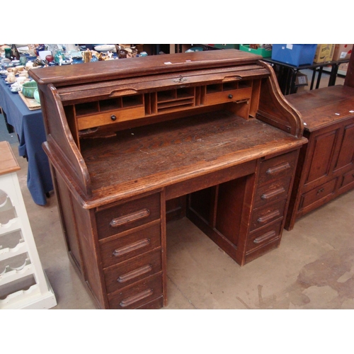 460 - OAK ROLL TOP DESK