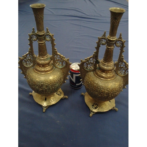 41 - PAIR HEAVY BRASS VASES