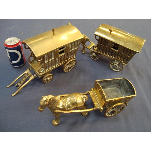 44 - BRASS HORSE DRAWN CARAVANS ETC