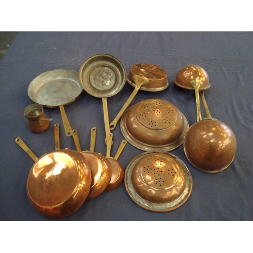 48 - QUANTITY OF COPPER PANS ETC