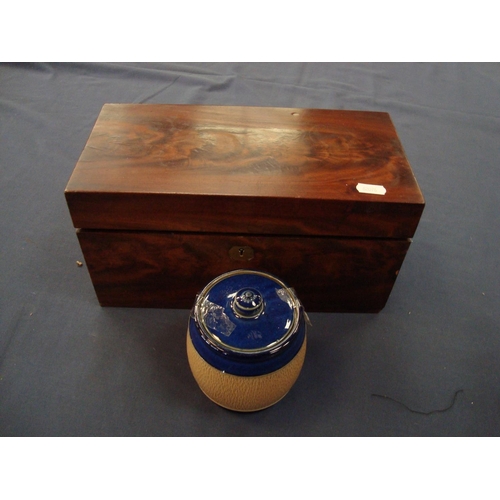 56 - MAAHOGANY TEA CADDY  & DOULTON POT