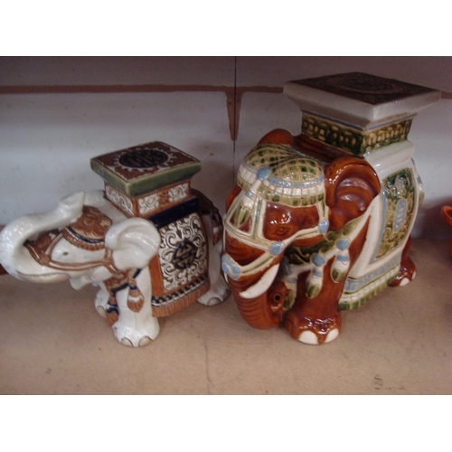 6 - 2 POTTERY ELEPHANTS