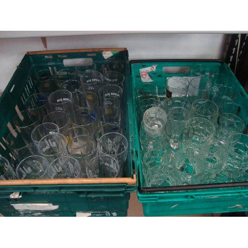 60 - 2 TRAYS BRANDED PINT GLASSES