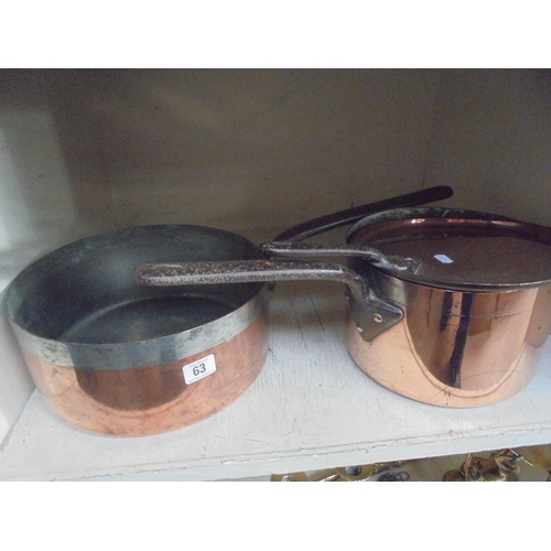 63 - 2 COPPER SAUCEPANS